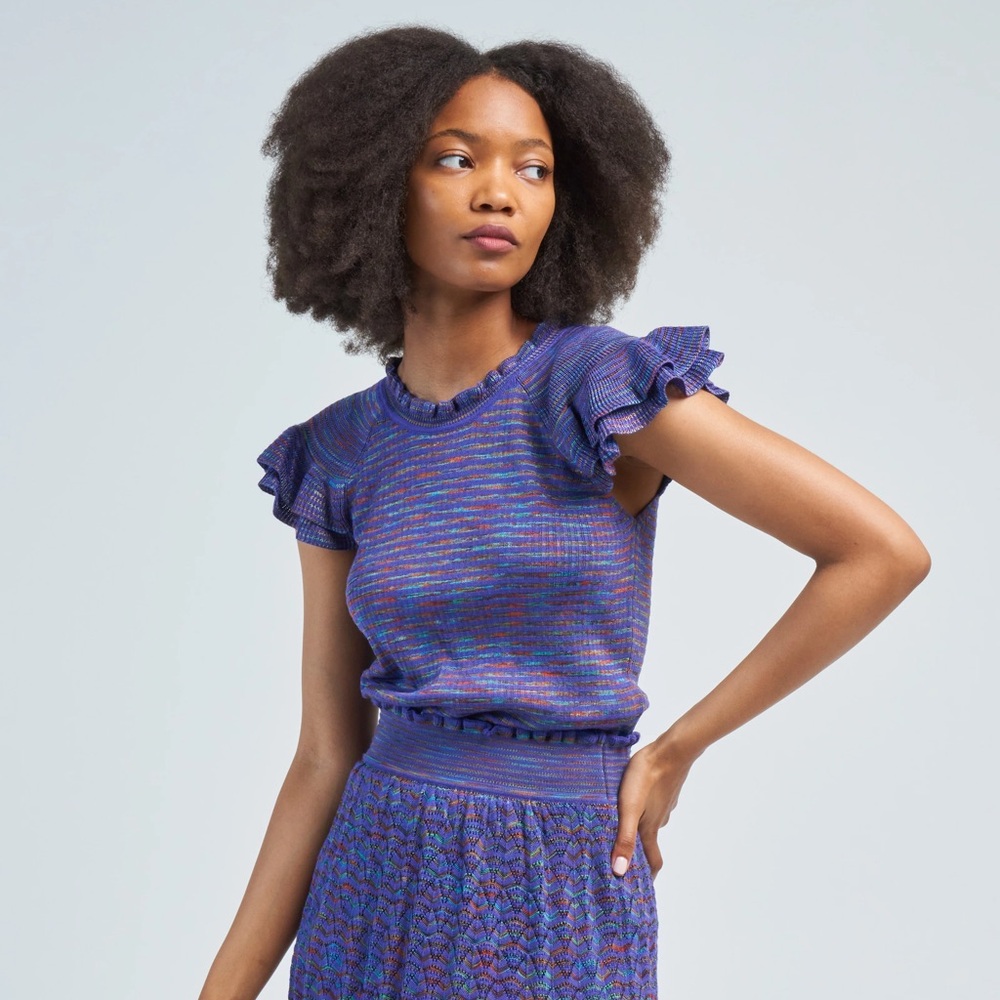 Molli Knit Top with Marbleized Effect in Blackcurrant